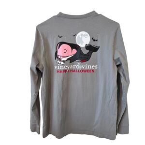 Vineyard Vines Boys Youth Vampire Whale Long Sleeve Pocket T-Shirt Size XL Gray